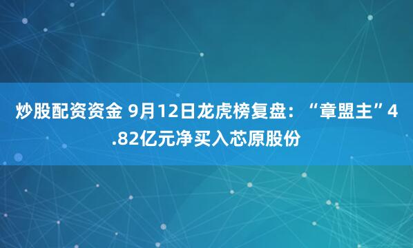 炒股配资资金 9月12日龙虎榜复盘：“章盟主”4.82亿元净买入芯原股份